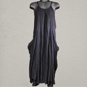 Breezy Black 100% Cotton Sleeveless Maxi Dress